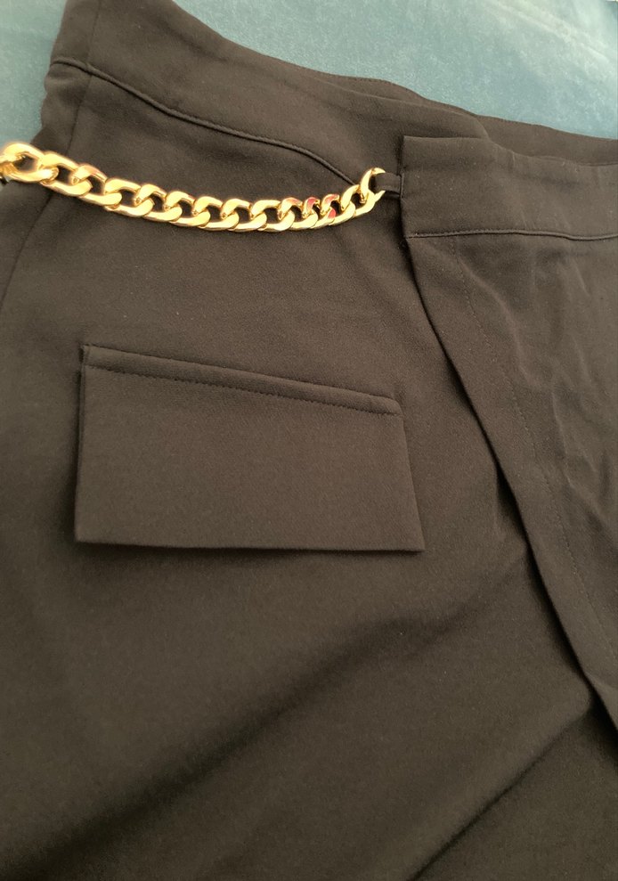 Zincir Detaylı Kahverengi Mini şort etek - Görsel 2