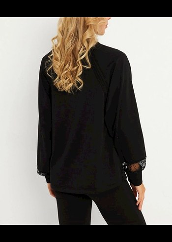 Dantel Detaylı Siyah Kadın Bluz - Görsel 2