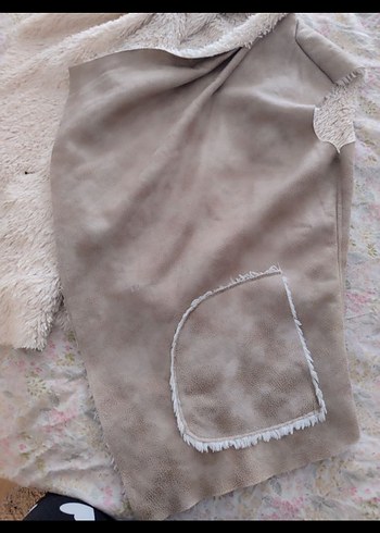 Uzun Süet Kadın Yelek, Kürklü Detaylı - Görsel 2