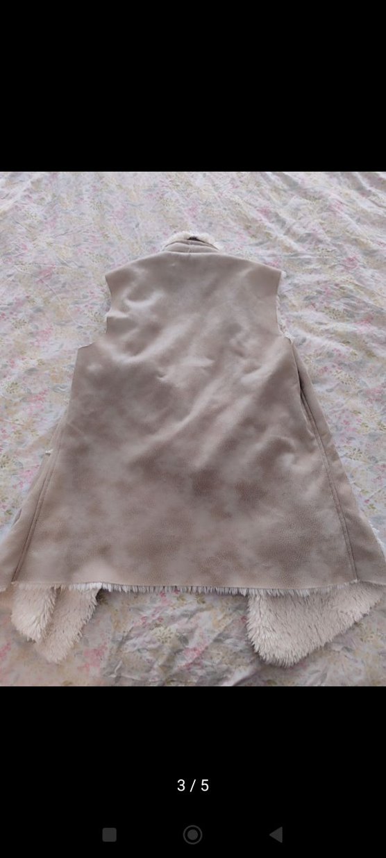 Uzun Süet Kadın Yelek, Kürklü Detaylı - Görsel 4