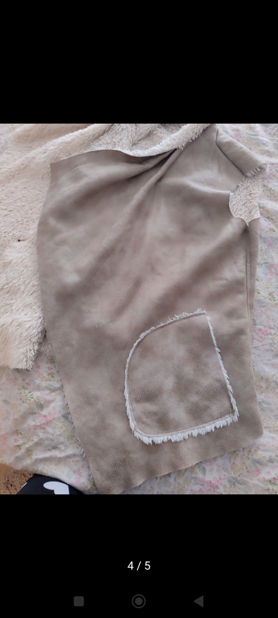 Uzun Süet Kadın Yelek, Kürklü Detaylı - Görsel 2