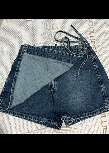 m Beden Kadın Kemerli Mini Kot Şort Etek