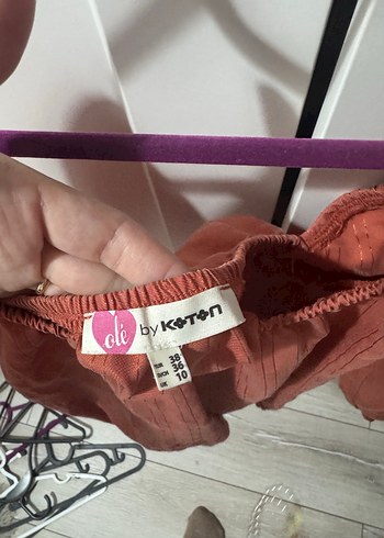 Koton Uzun Kollu Bohem Pembe Keten Bluz