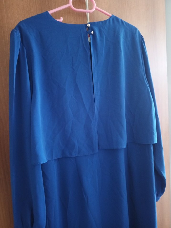 Mavi Uzun Kollu Salaş Hamile Tunik - Görsel 4