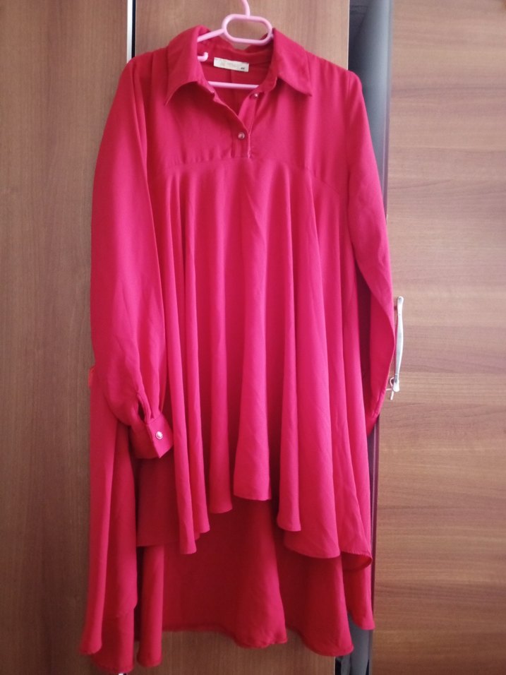 Pembe Uzun Kollu Salaş Tunik - Görsel 2