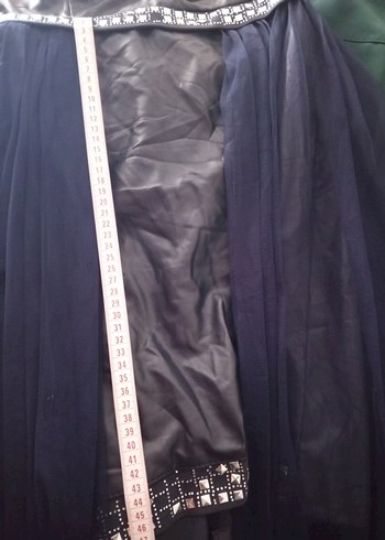 Straplez Lacivert Uzun Abiye Elbise - Görsel 7