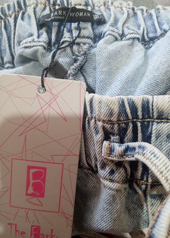 l Beden mavi Renk Bağcıklı Loose Fit Mini Denim Şort