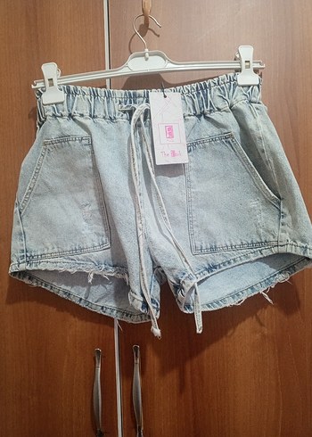 Bağcıklı Loose Fit Mini Denim Şort