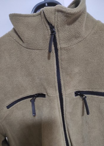 haki renk Erkek Polar Ceket - Görsel 4