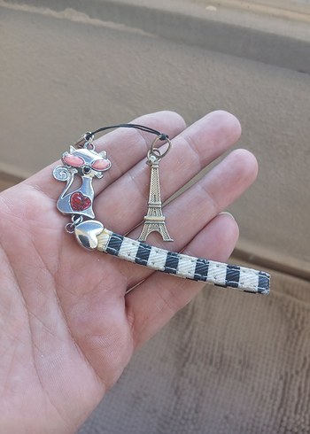 Renkli Kedi Aksesuarı - Eyfel ve Kedi Figürlü - Görsel 3