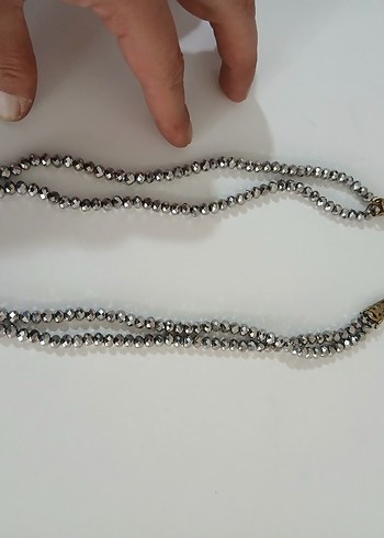 Gri Boncuklu Yılan Desenli Kadın El Zinciri - Görsel 2