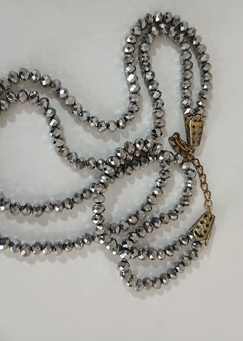 Gri Boncuklu Yılan Desenli Kadın El Zinciri - Görsel 3