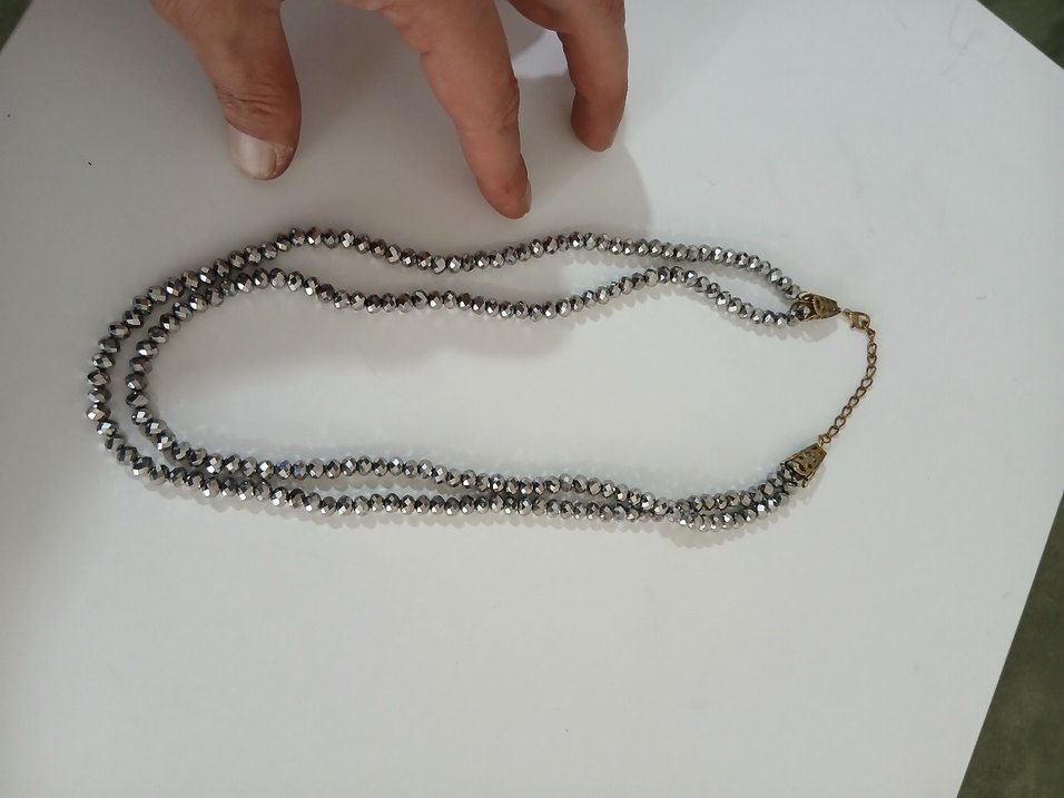 Gri Boncuklu Yılan Desenli Kadın El Zinciri - Görsel 2