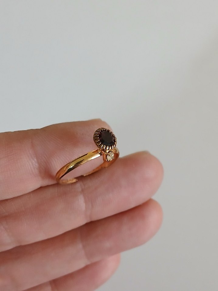 Vintage Düğmeli Altın Kadın Yüzük - Görsel 2