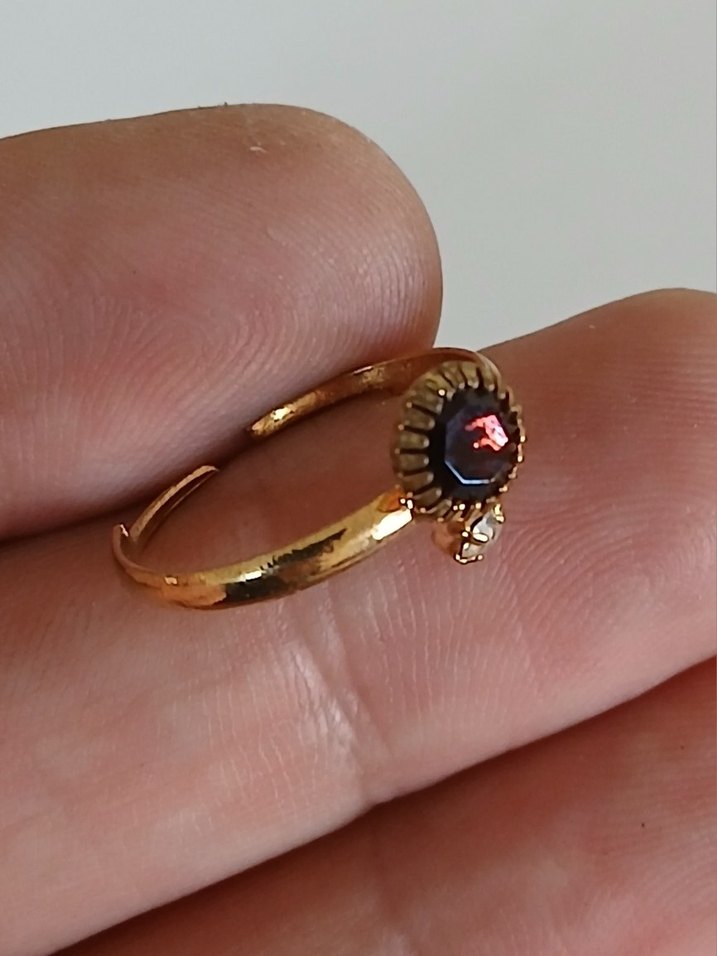 Vintage Düğmeli Altın Kadın Yüzük - Görsel 3