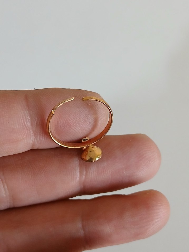 Vintage Düğmeli Altın Kadın Yüzük - Görsel 4