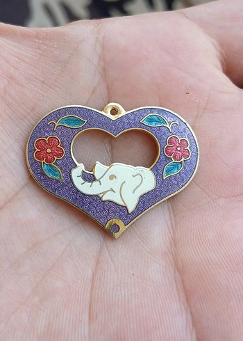 Mor Nakışlı Fil Figürlü Boncuklu Kolye Ucu - Görsel 3