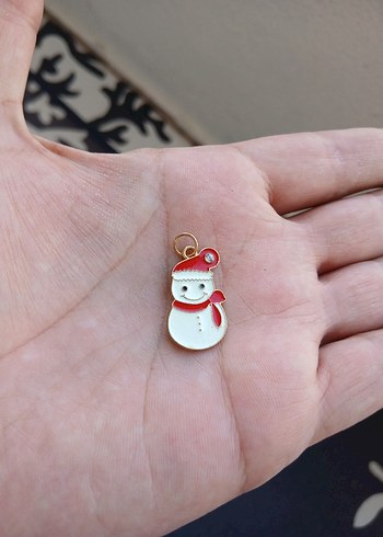 Beyaz Boncuklu Kar Adam Charm - Görsel 3