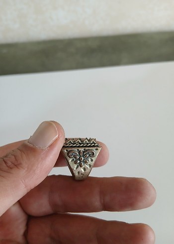 Parlak Bej Vintage Erkek Yüzük - Görsel 4
