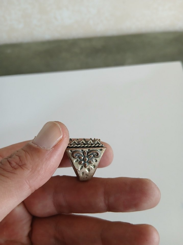 Parlak Bej Vintage Erkek Yüzük - Görsel 4