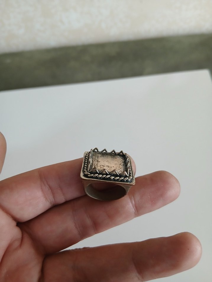 Parlak Bej Vintage Erkek Yüzük - Görsel 5