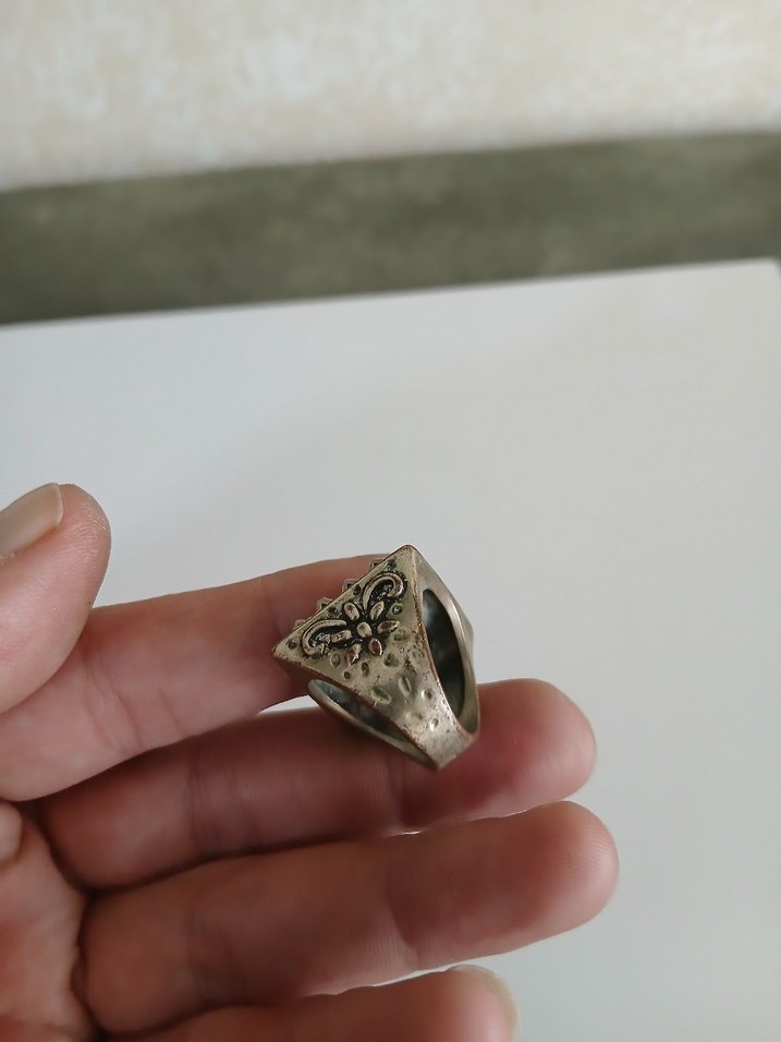 Parlak Bej Vintage Erkek Yüzük - Görsel 3