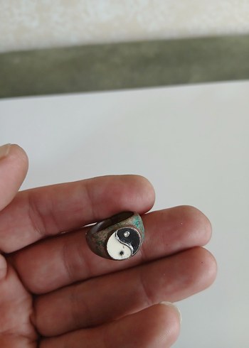 Bohem Tarzı Yin Yang Erkek Yüzük Turkuaz - Görsel 2