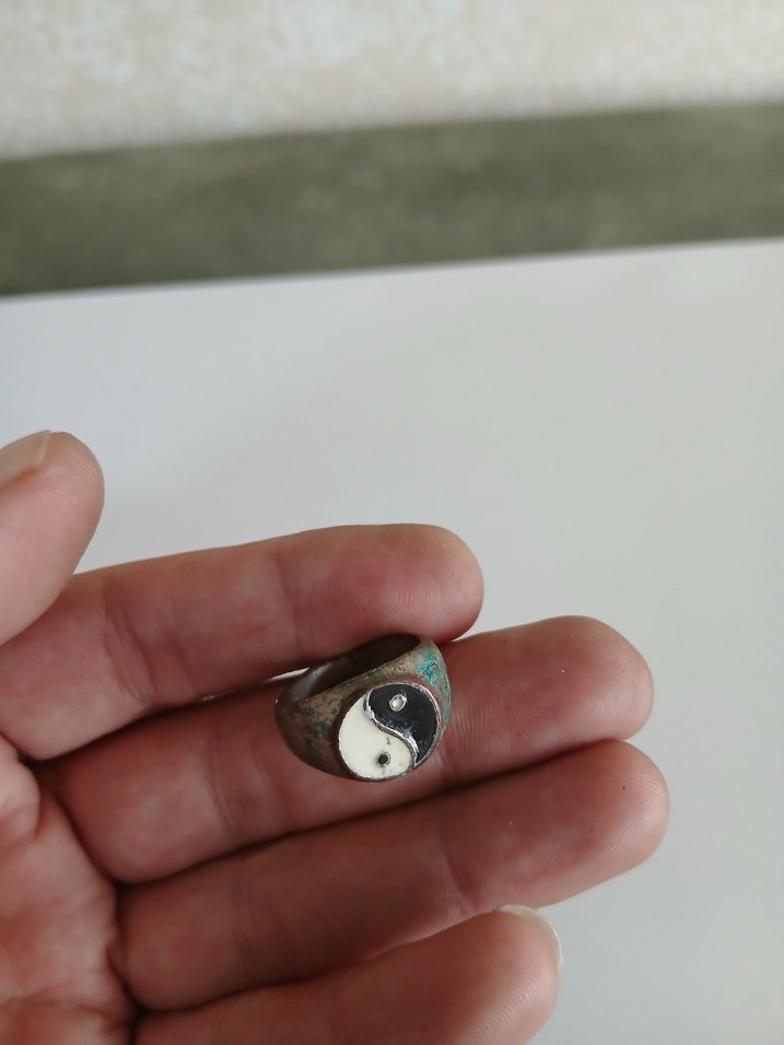 Bohem Tarzı Yin Yang Erkek Yüzük Turkuaz - Görsel 2