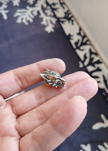 Gri Gotik Kurt Figürlü Erkek Yüzük - Görsel 3