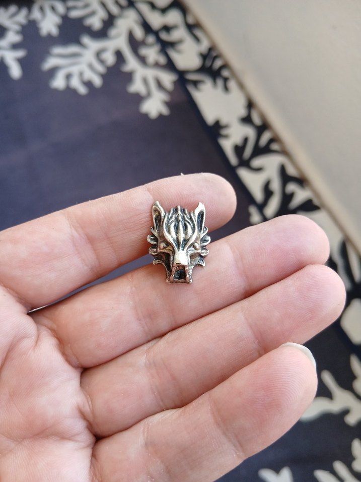 Gri Gotik Kurt Figürlü Erkek Yüzük - Görsel 4