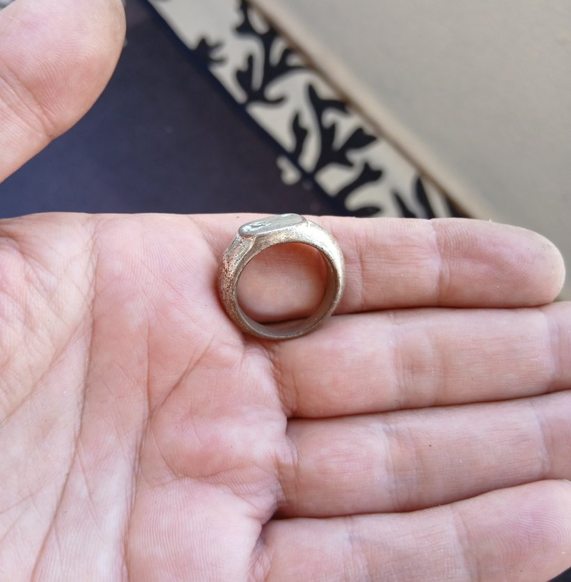 Bej Parlak Vintage Erkek Yüzük - Görsel 2