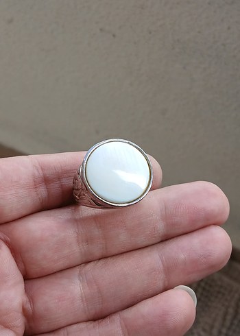 Beyaz Taşlı Erkek Yüzük - Görsel 5