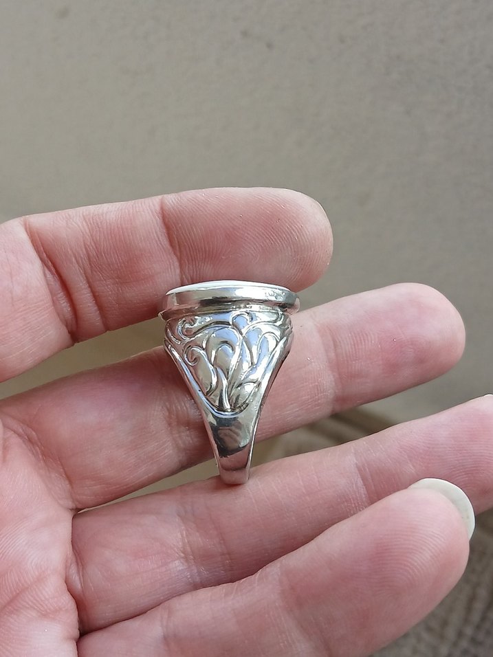 Beyaz Taşlı Erkek Yüzük - Görsel 3