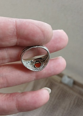Kırmızı Taşlı Vintage Erkek Yüzük - Görsel 2