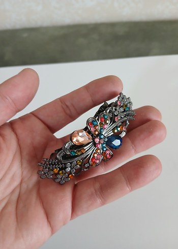 Renkli Boncuklu Metal Kelebek Saç Tokası - Görsel 2