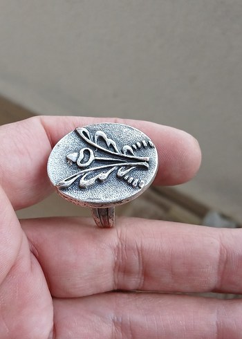 Gri Nakışlı Vintage Kadın Yüzük - Görsel 3