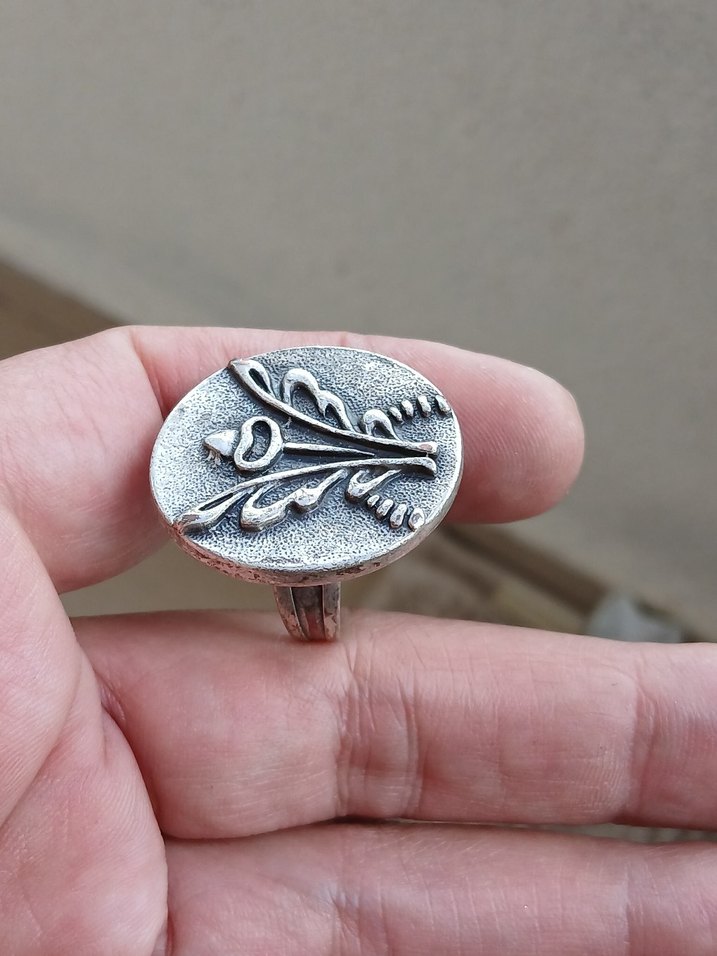 Gri Nakışlı Vintage Kadın Yüzük - Görsel 3