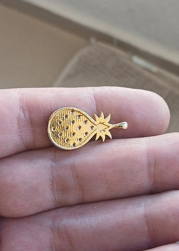 Gold Renkli Boncuklu Ananas Kolye Ucu - Görsel 2