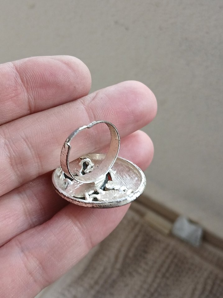 Siyah Boncuklu Yılan Desenli Gotik Yüzük - Görsel 4