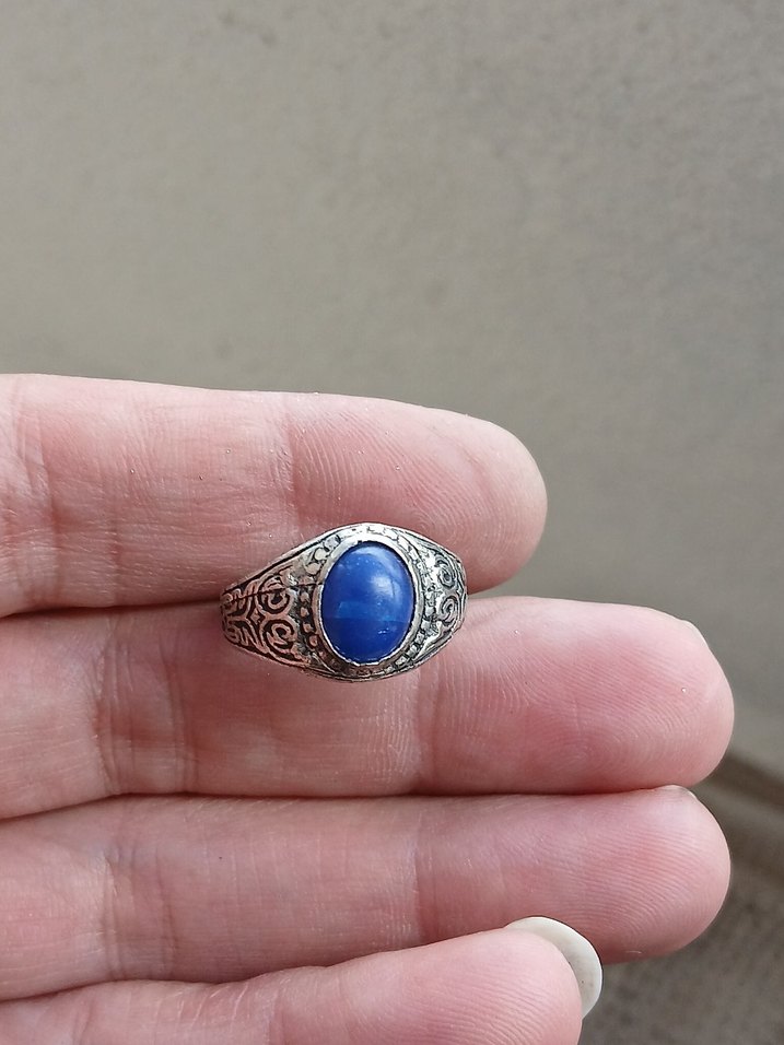 Parlak Mavi Taşlı Bohem Erkek Yüzük - Görsel 3