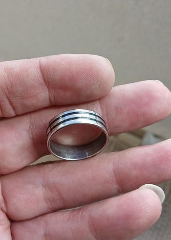 Parlak Mavi Kadın Yüzük Çizgili - Görsel 3