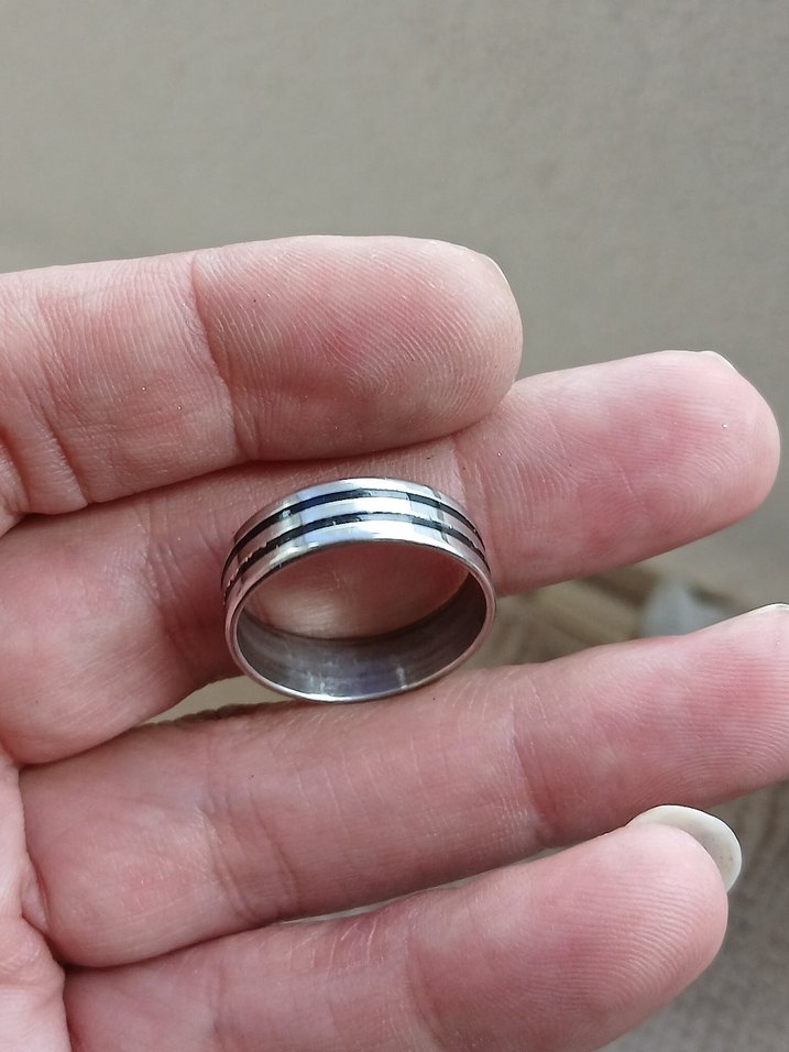 Parlak Mavi Kadın Yüzük Çizgili - Görsel 3