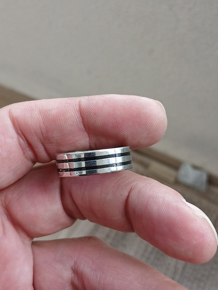 Parlak Mavi Kadın Yüzük Çizgili - Görsel 2