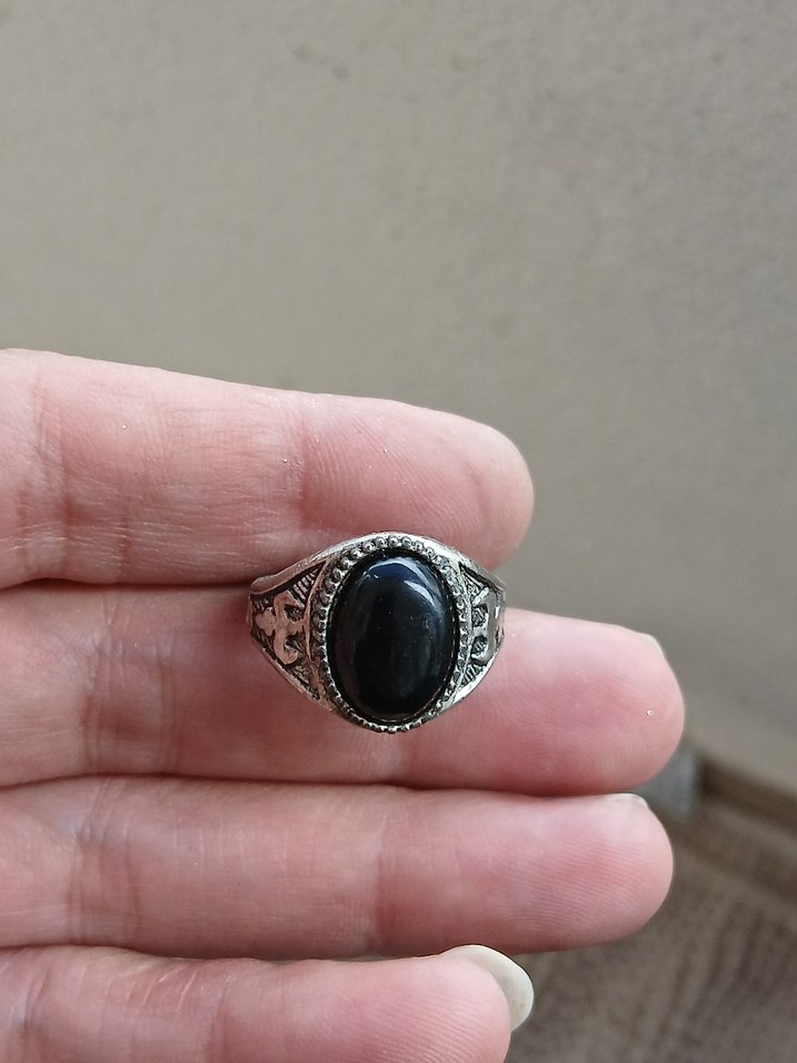 Siyah Taşlı Gotik Erkek Yüzük - Görsel 5