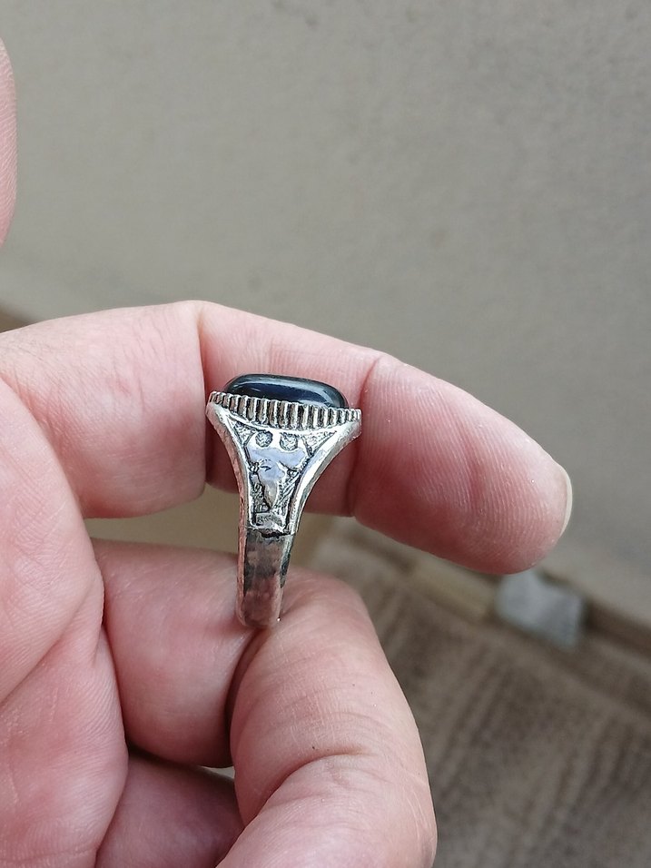 Siyah Taşlı Gotik Erkek Yüzük - Görsel 4