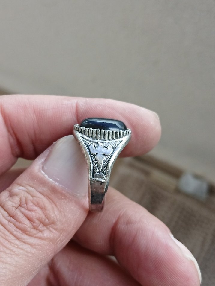 Siyah Taşlı Gotik Erkek Yüzük - Görsel 3