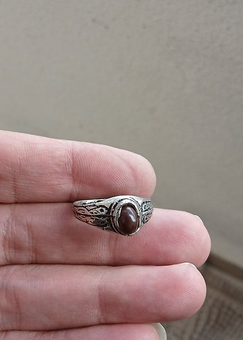 Bohem Vintage Erkek Yüzük Kahverengi Taşlı - Görsel 3