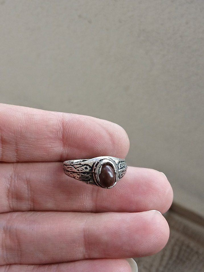 Bohem Vintage Erkek Yüzük Kahverengi Taşlı - Görsel 3