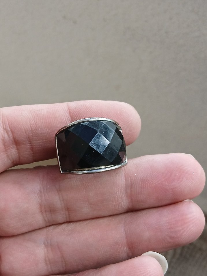 Parlak Siyah Gotik Kadın Yüzük - Görsel 2