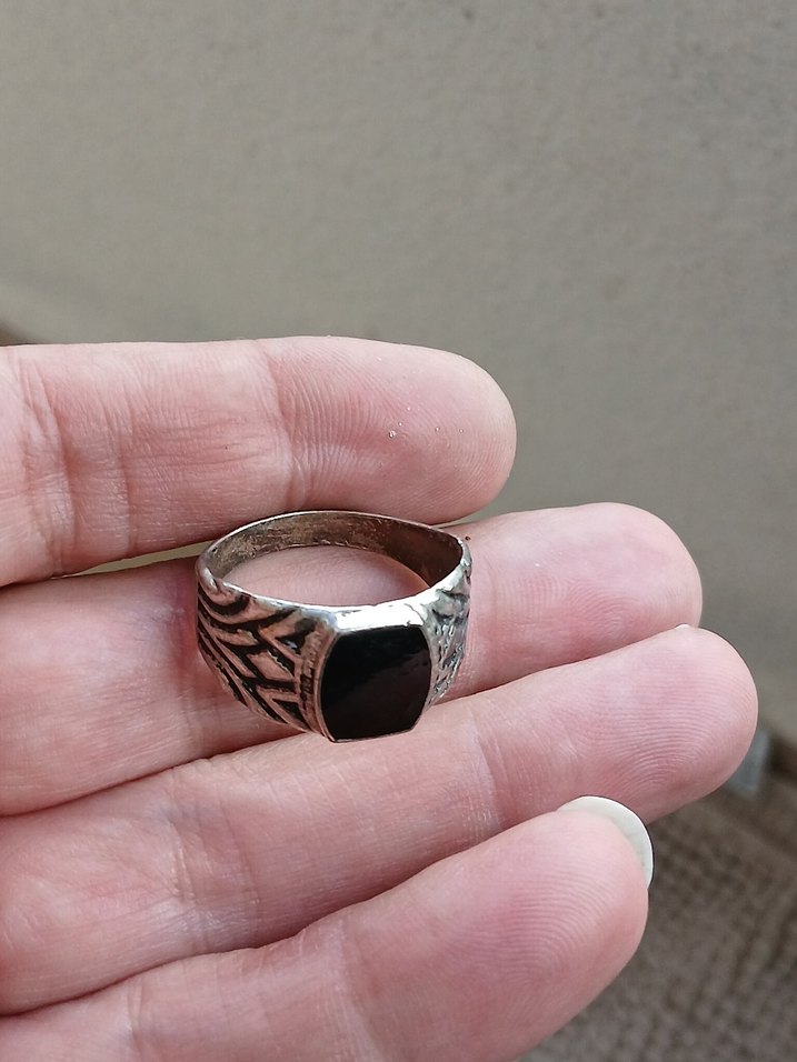 Erkek Vintage Mavi Taşlı Yüzük - Görsel 4